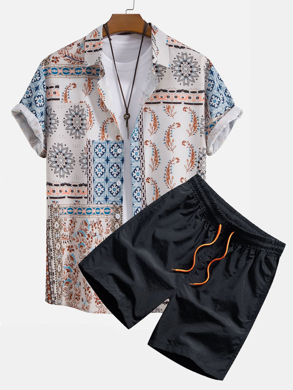 AVA | Shirt and shorts set with scarf print