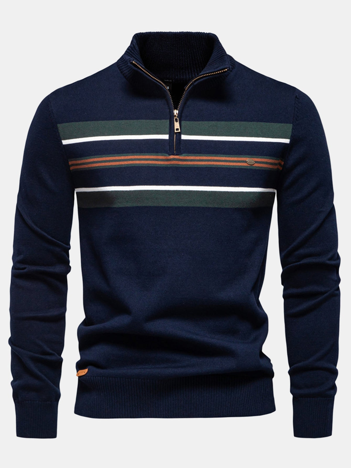FLORENCE | Quarter-zip sweater with stripe detail