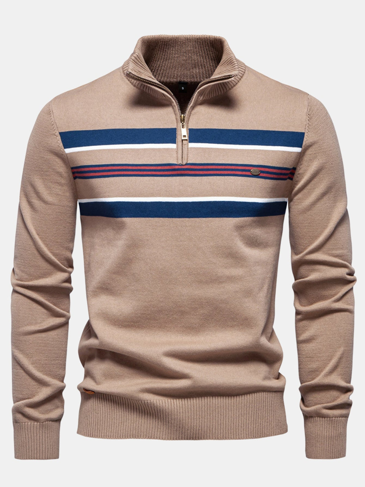FLORENCE | Quarter-zip sweater with stripe detail