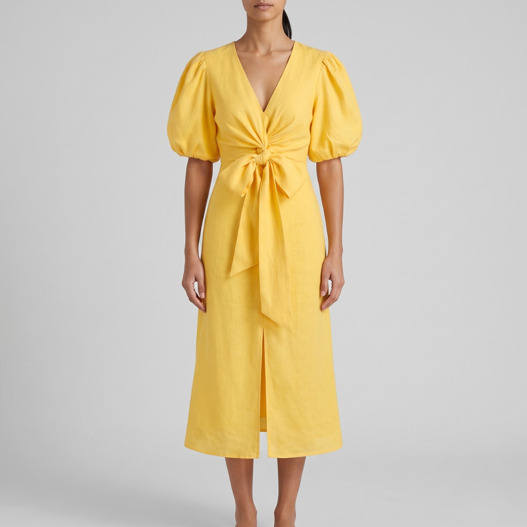 SIENA | Midi dress with puff sleeves