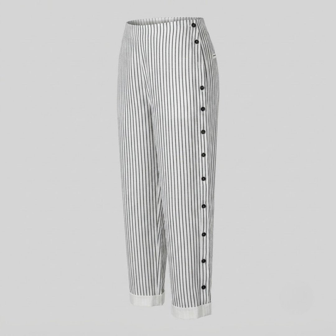MEGAN | Striped trousers with side buttons
