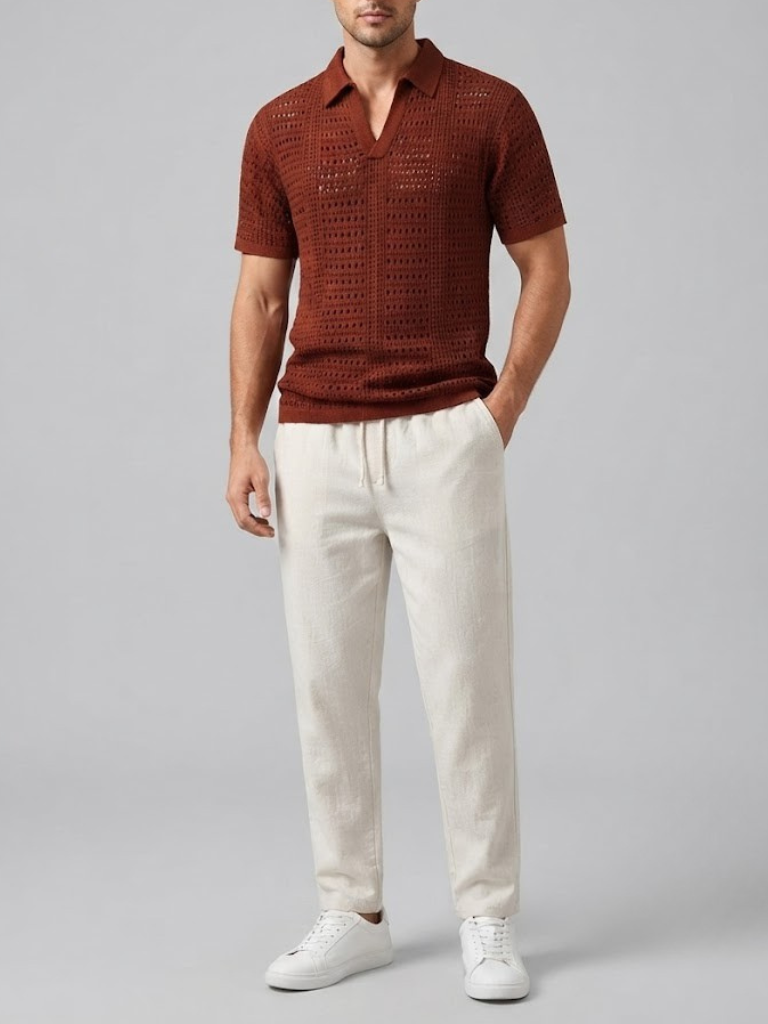 CHARLIE | Set with open-knit polo