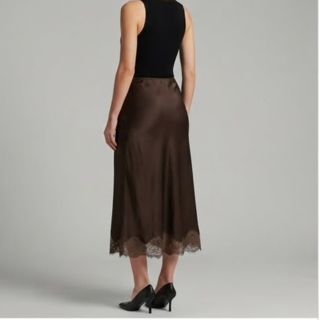 OPAL | Midi skirt with lace trim