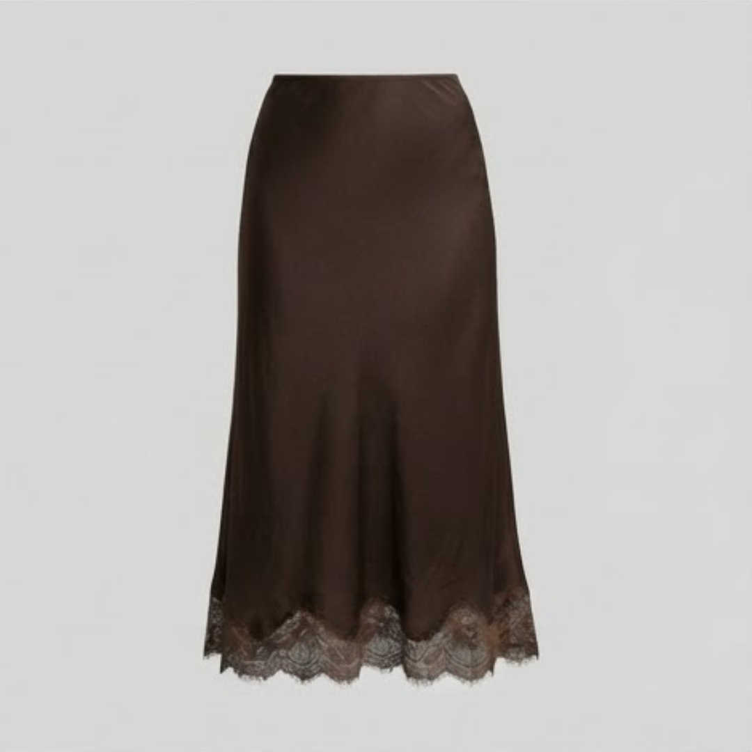 OPAL | Midi skirt with lace trim
