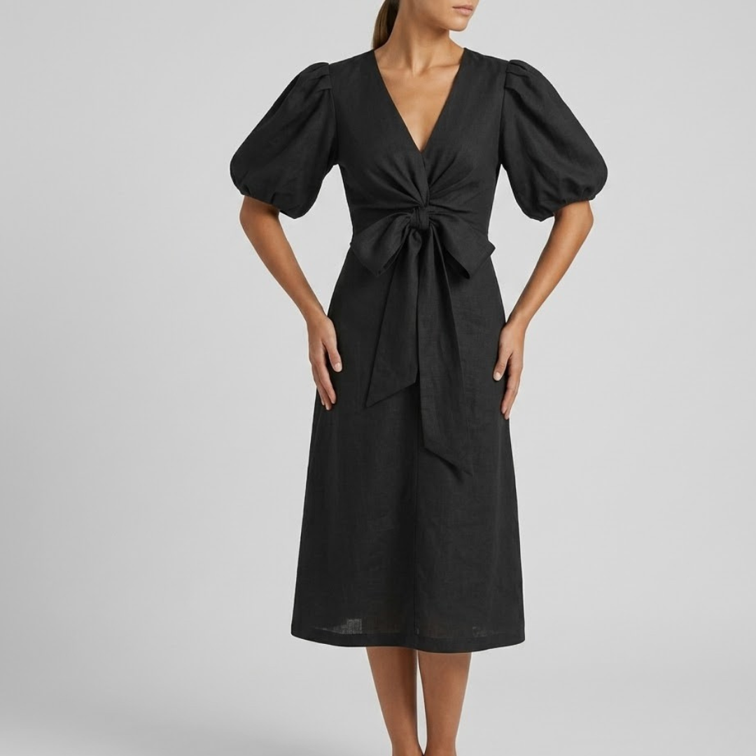 SIENA | Midi dress with puff sleeves