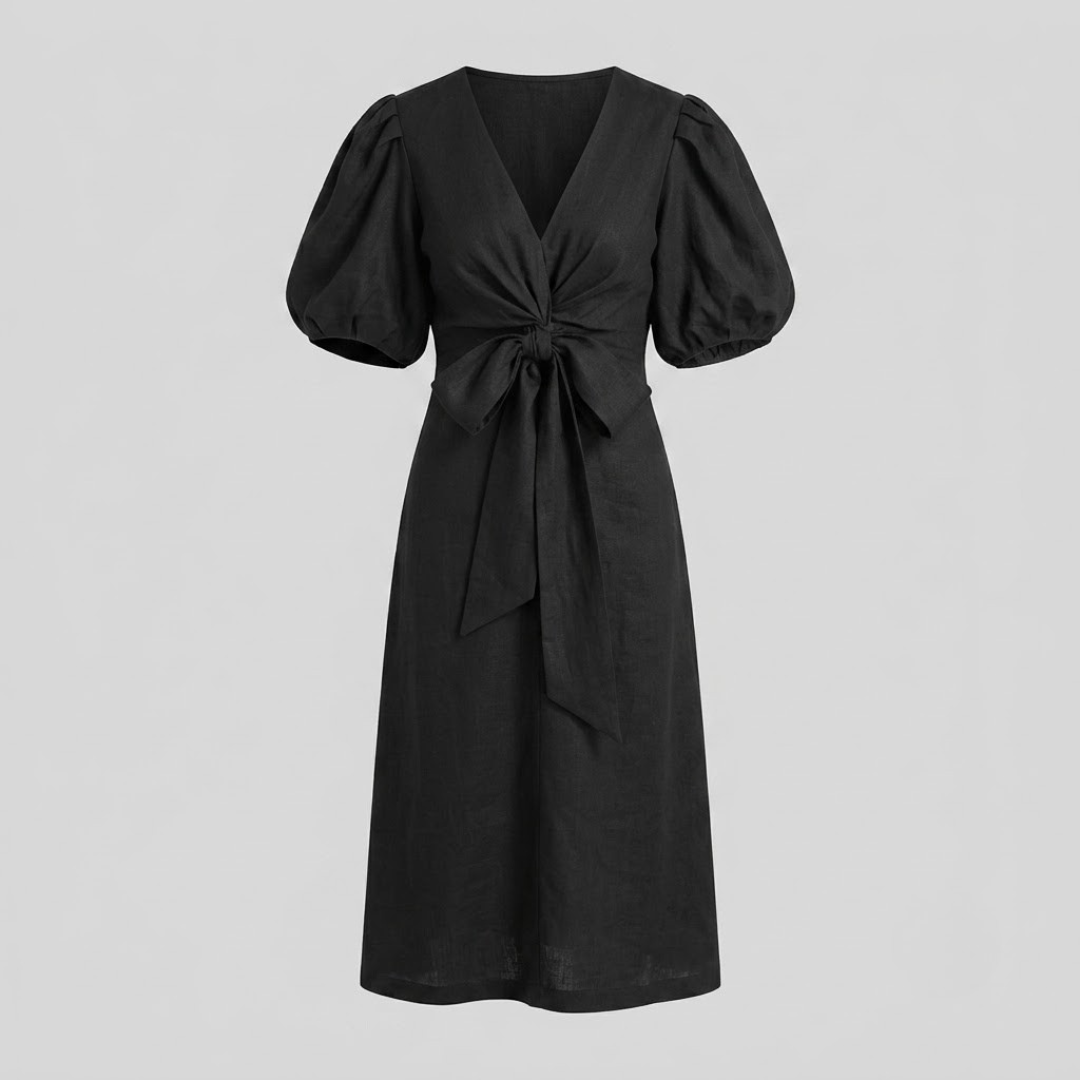 SIENA | Midi dress with puff sleeves