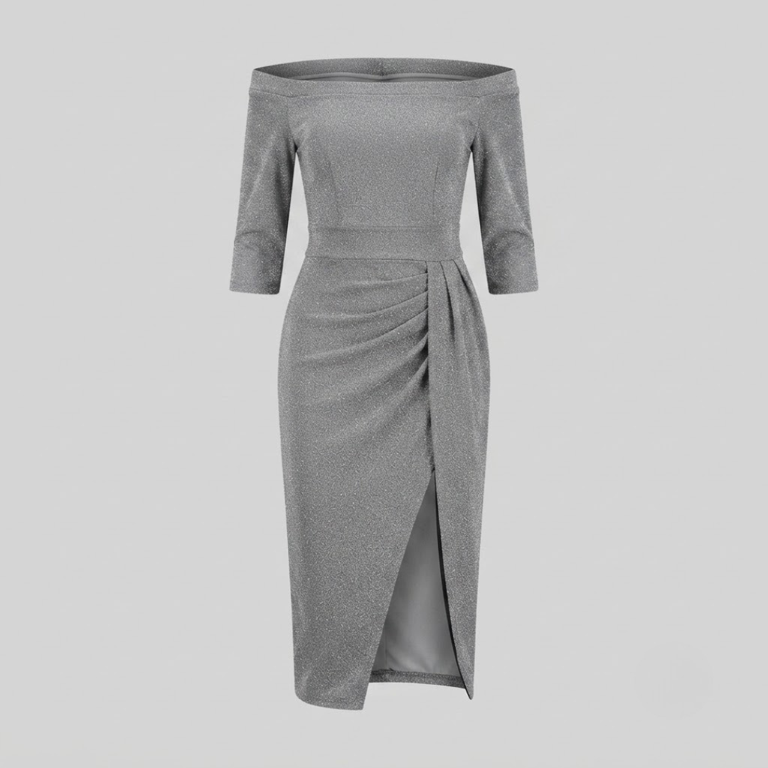 EIRIAN | Maxi dress with off-shoulder neckline