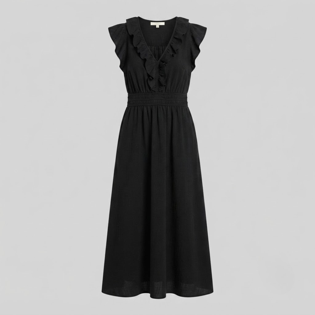 AMINA | Maxi dress with ruffle V-neck