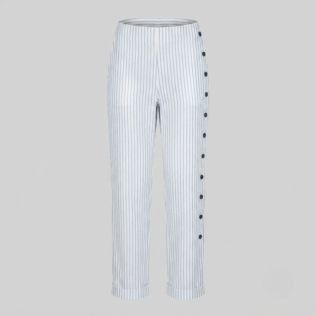 MEGAN | Striped trousers with side buttons