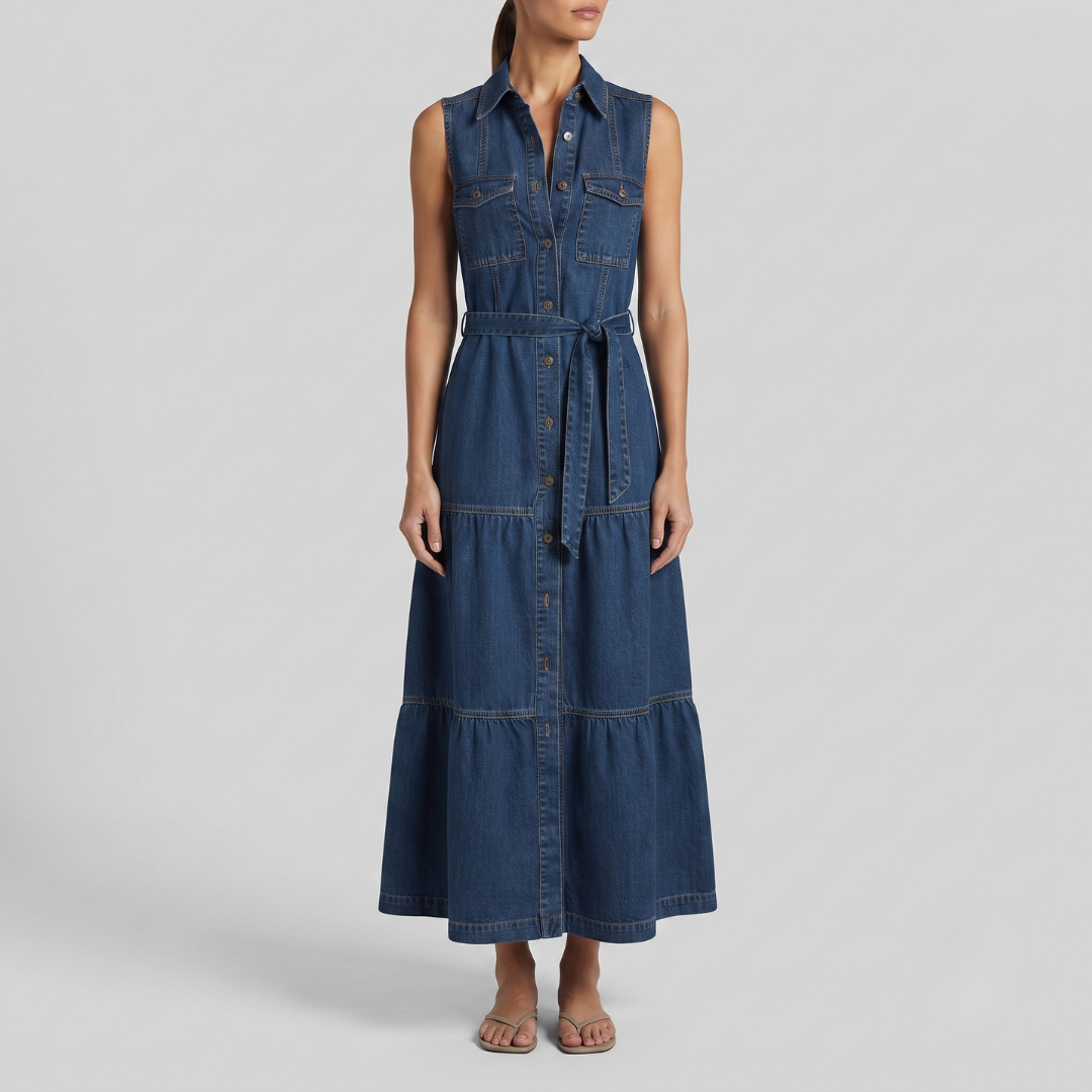 AVA | Midi dress with button-front detail