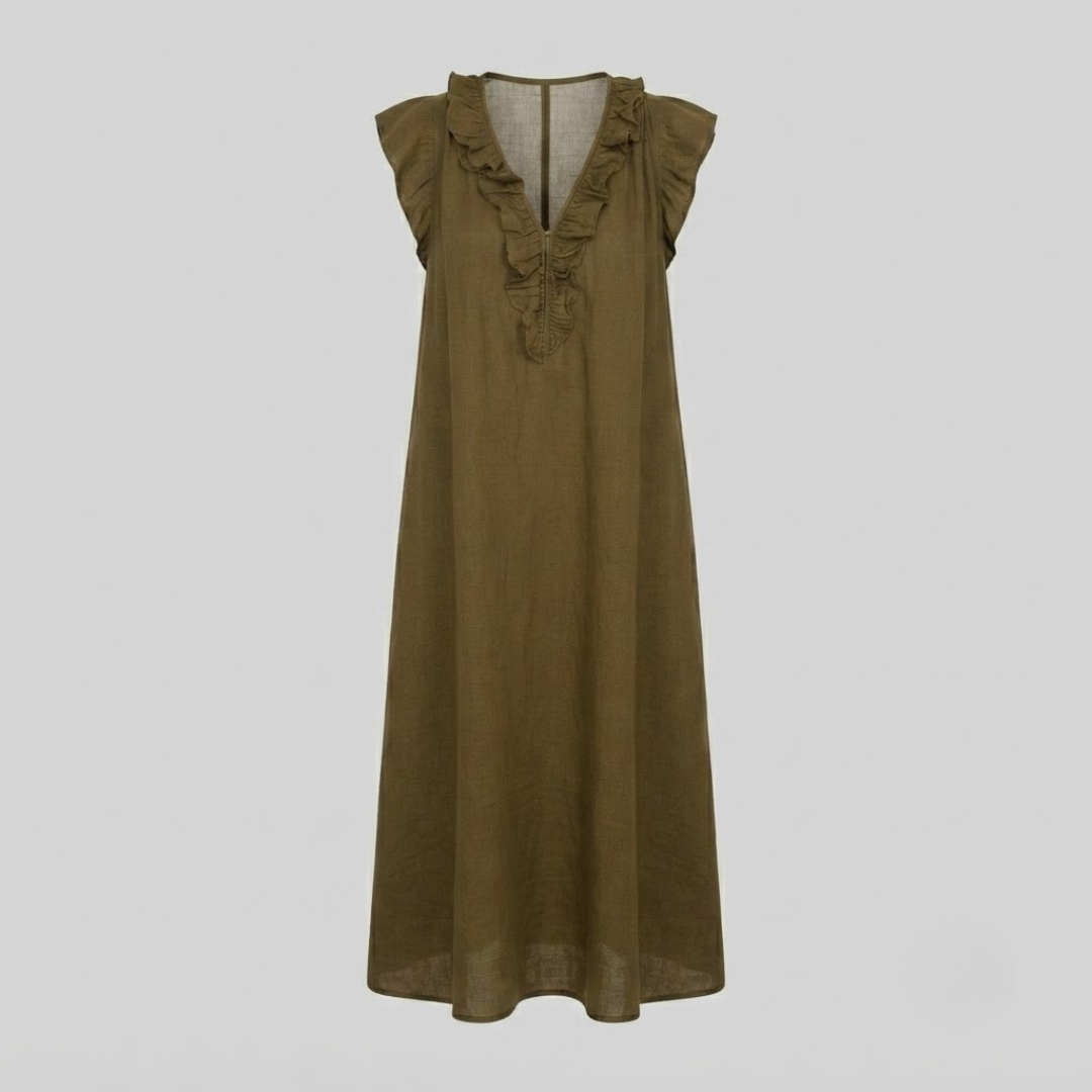 AMINA | Maxi dress with ruffle V-neck