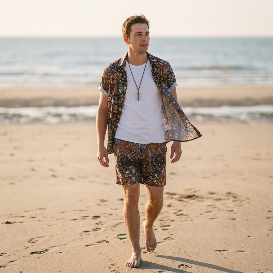 IMOGEN | Shirt and shorts set with paisley print