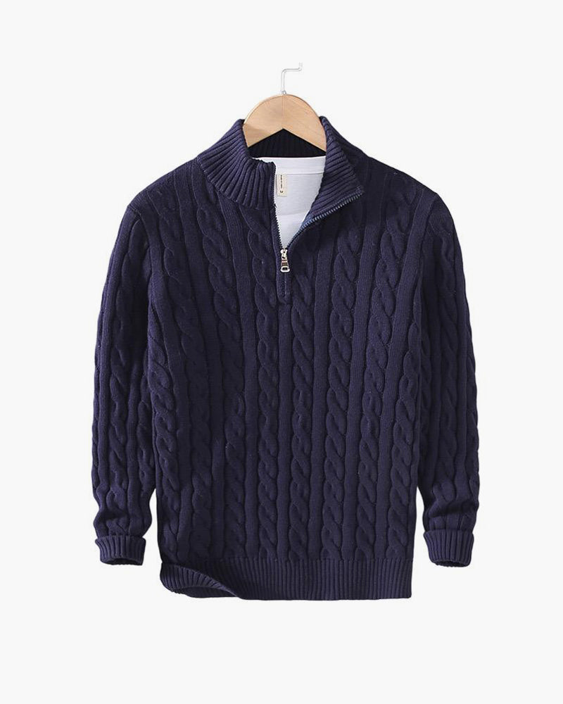 HARRY | Cable-knit sweater with quarter zip