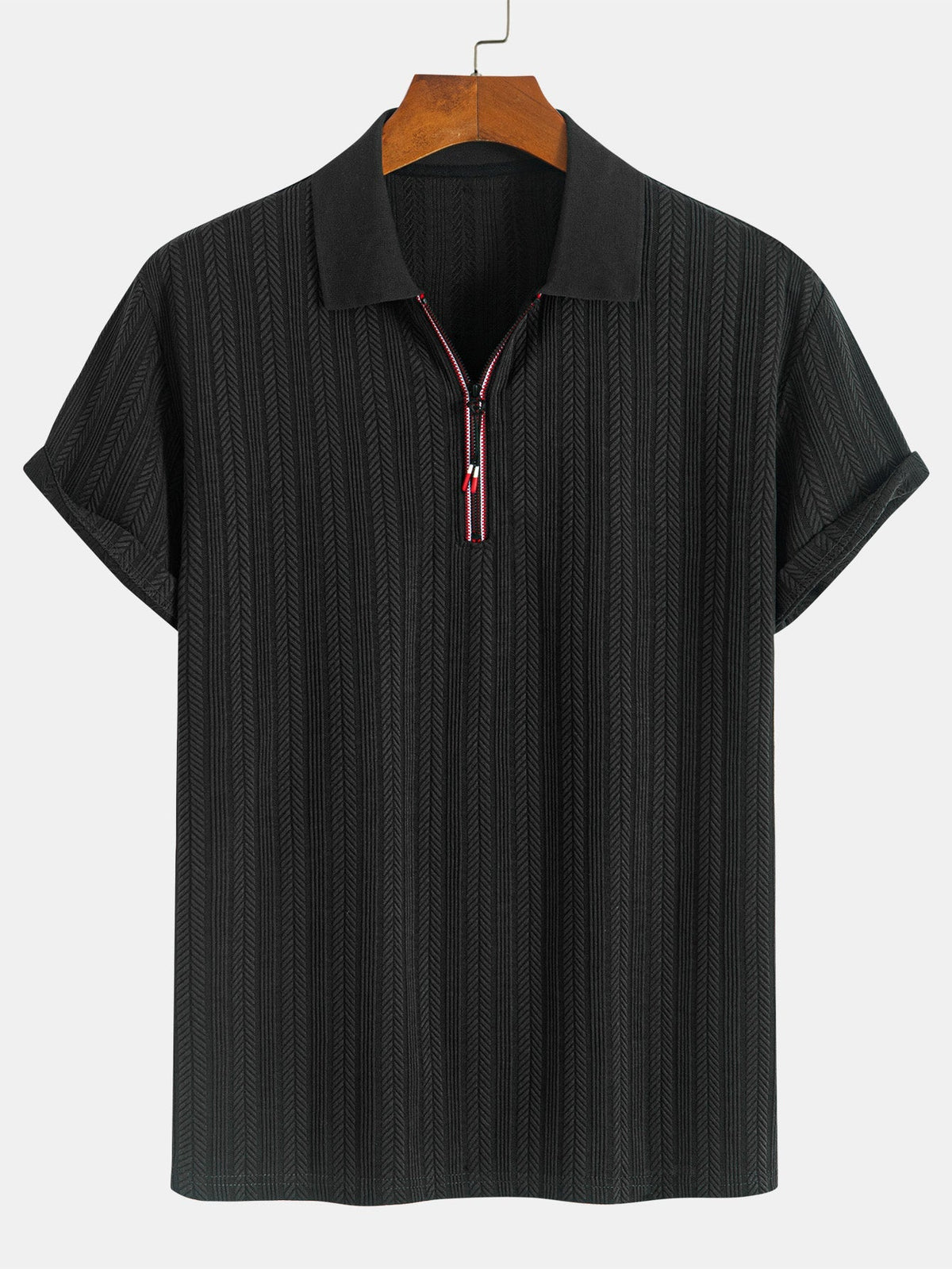 GEORGE | Polo with half-zip and herringbone texture