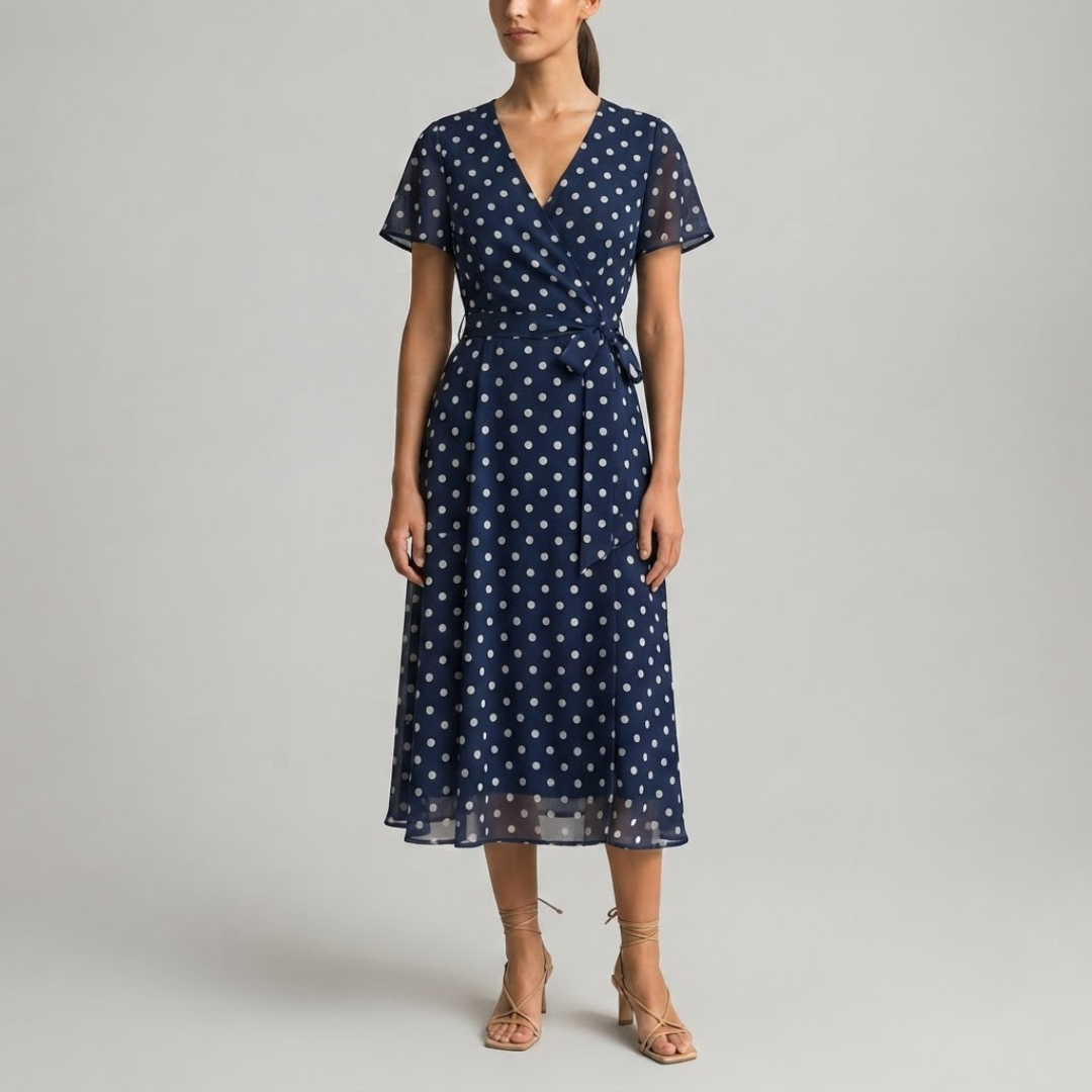 HARPER | Midi dress with polka dot print