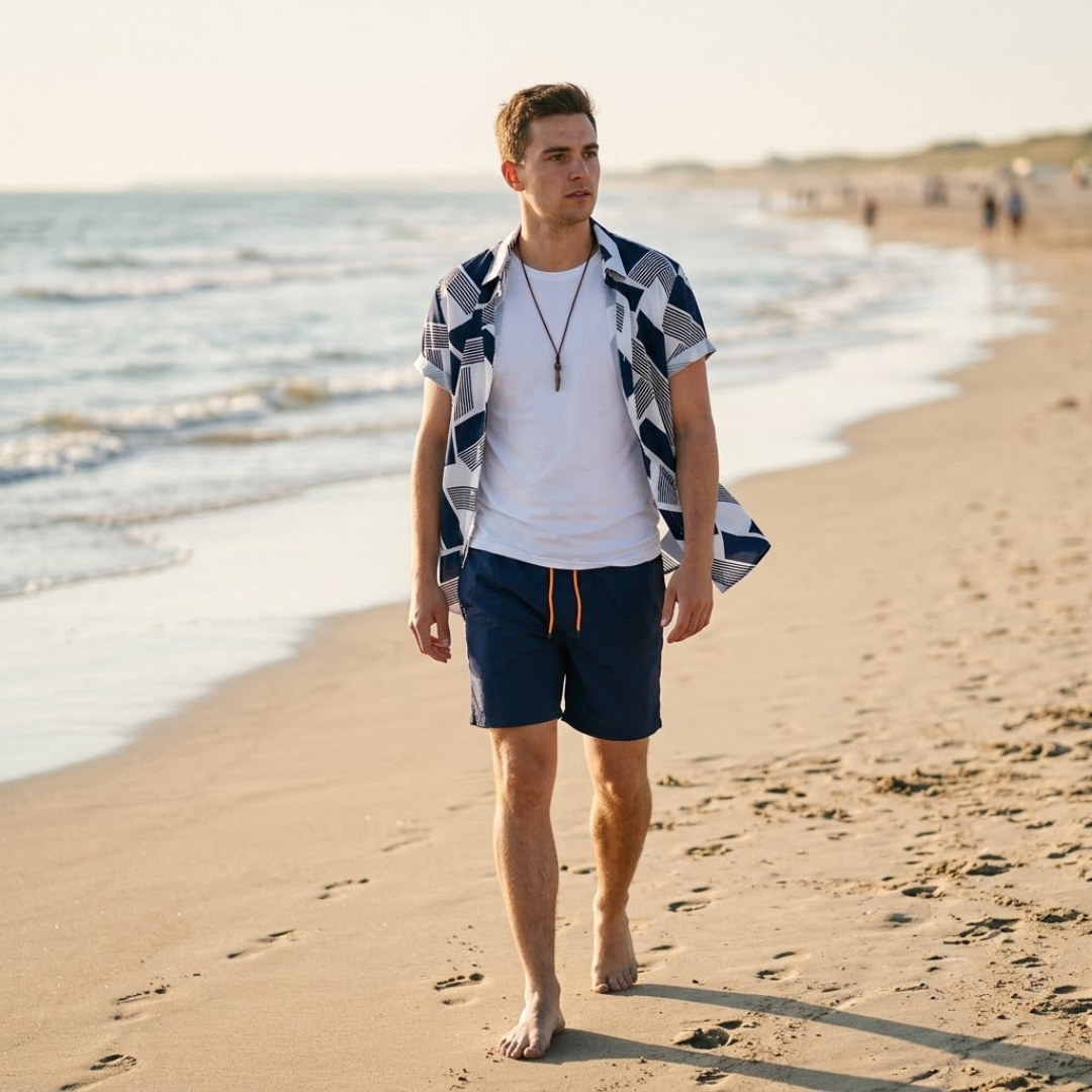 HARPER | Shirt and shorts set with colourblock print