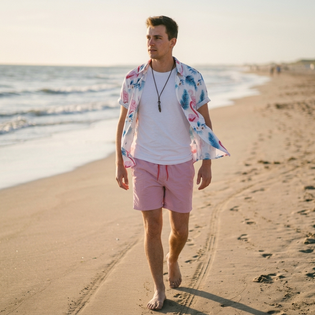 AURELIA | Shirt and shorts set with flamingo print