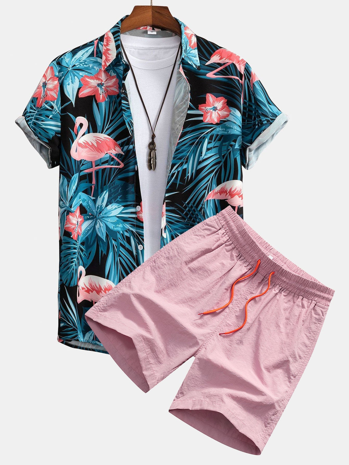 CHARLIE | Set with all-over flamingo print