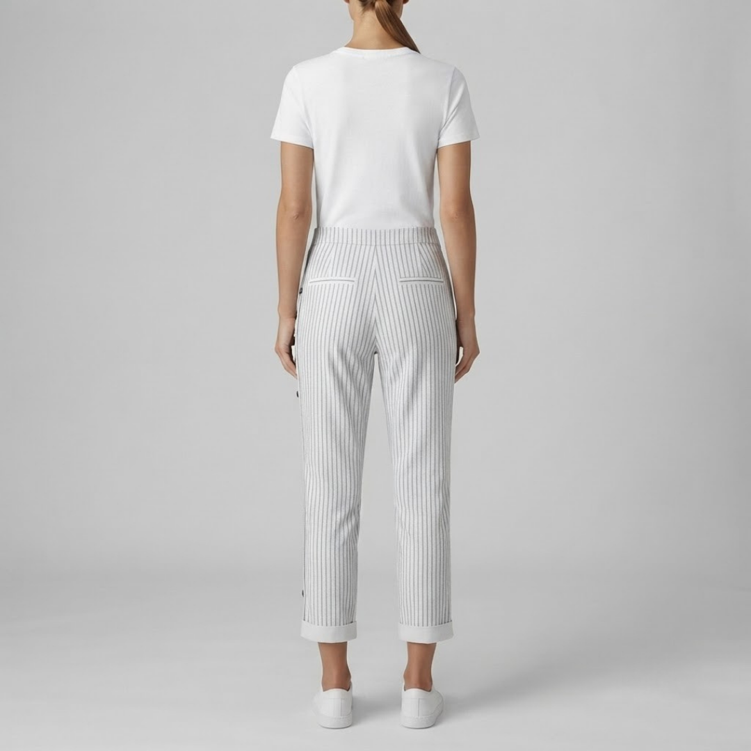 INAYA | Striped trousers with side buttons