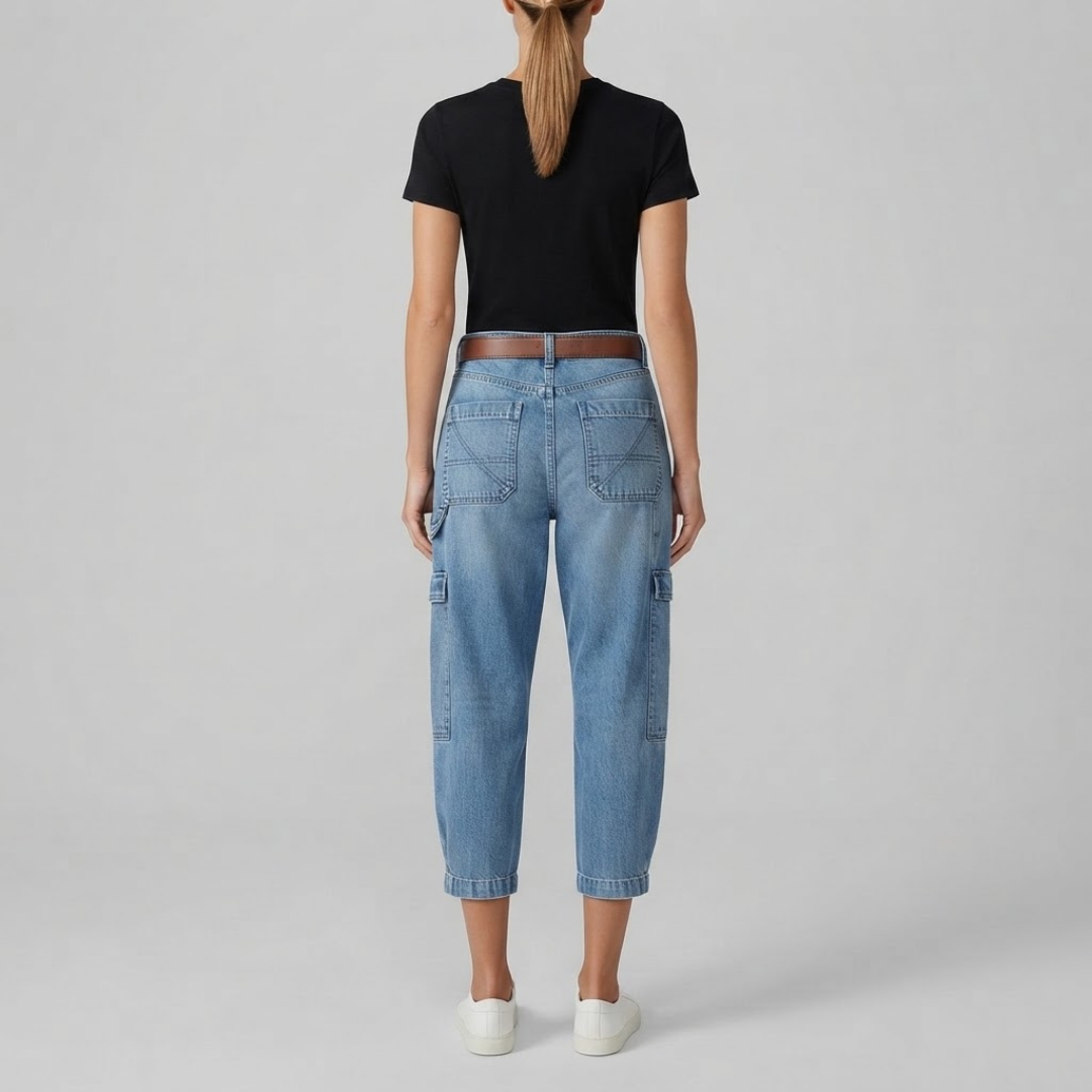 POPPY | Cropped cargo jeans with wide leg