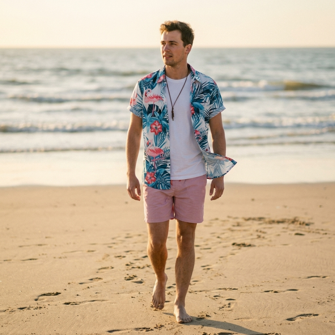 CHARLIE | Set with all-over flamingo print