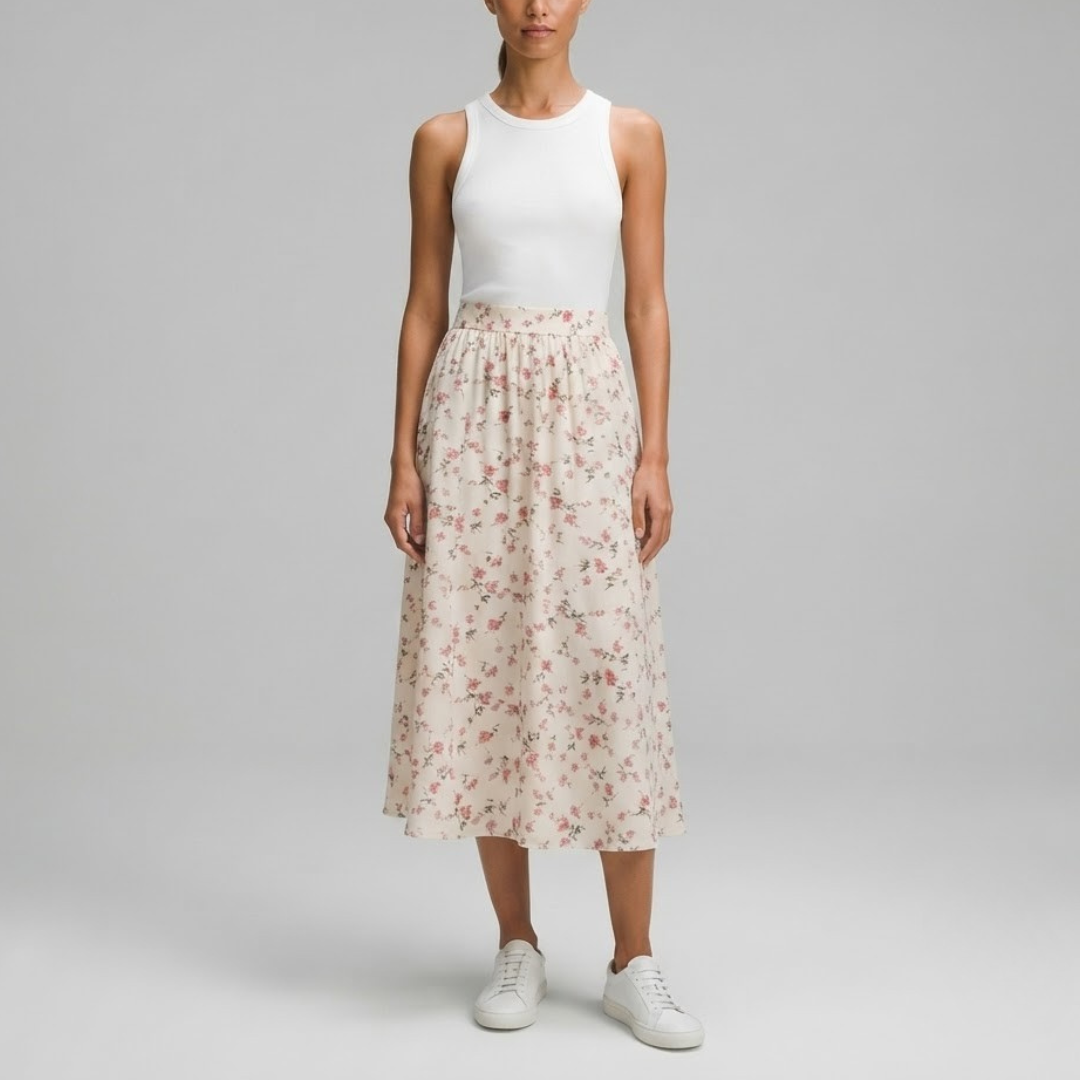 EVE | Skirt with floral pleated detail