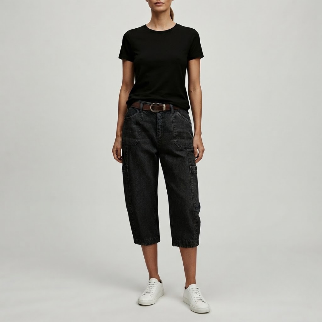 POPPY | Cropped cargo jeans with wide leg