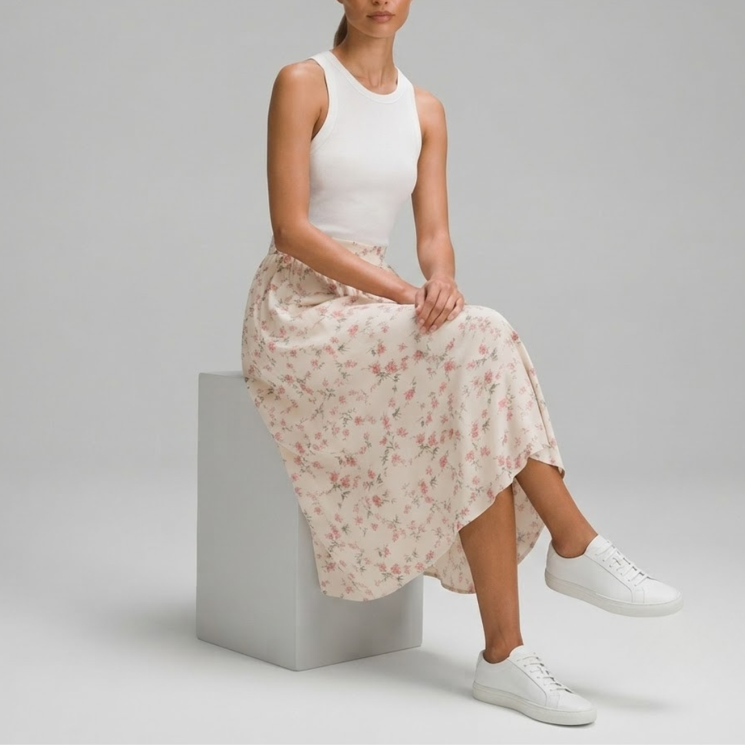 EVE | Skirt with floral pleated detail
