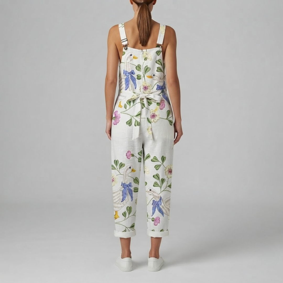 BILLIE | Jumpsuit with goose and floral print