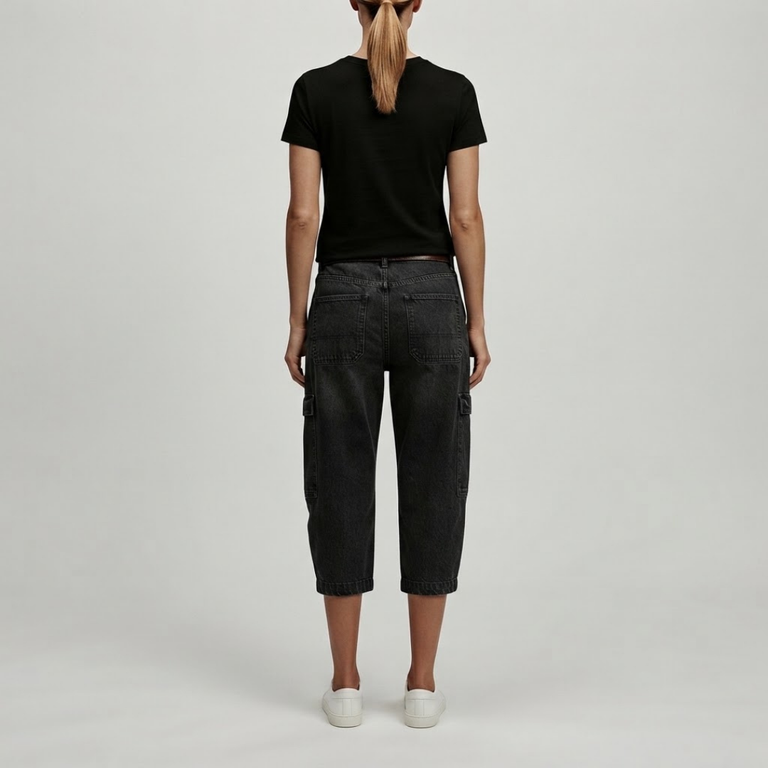 POPPY | Cropped cargo jeans with wide leg