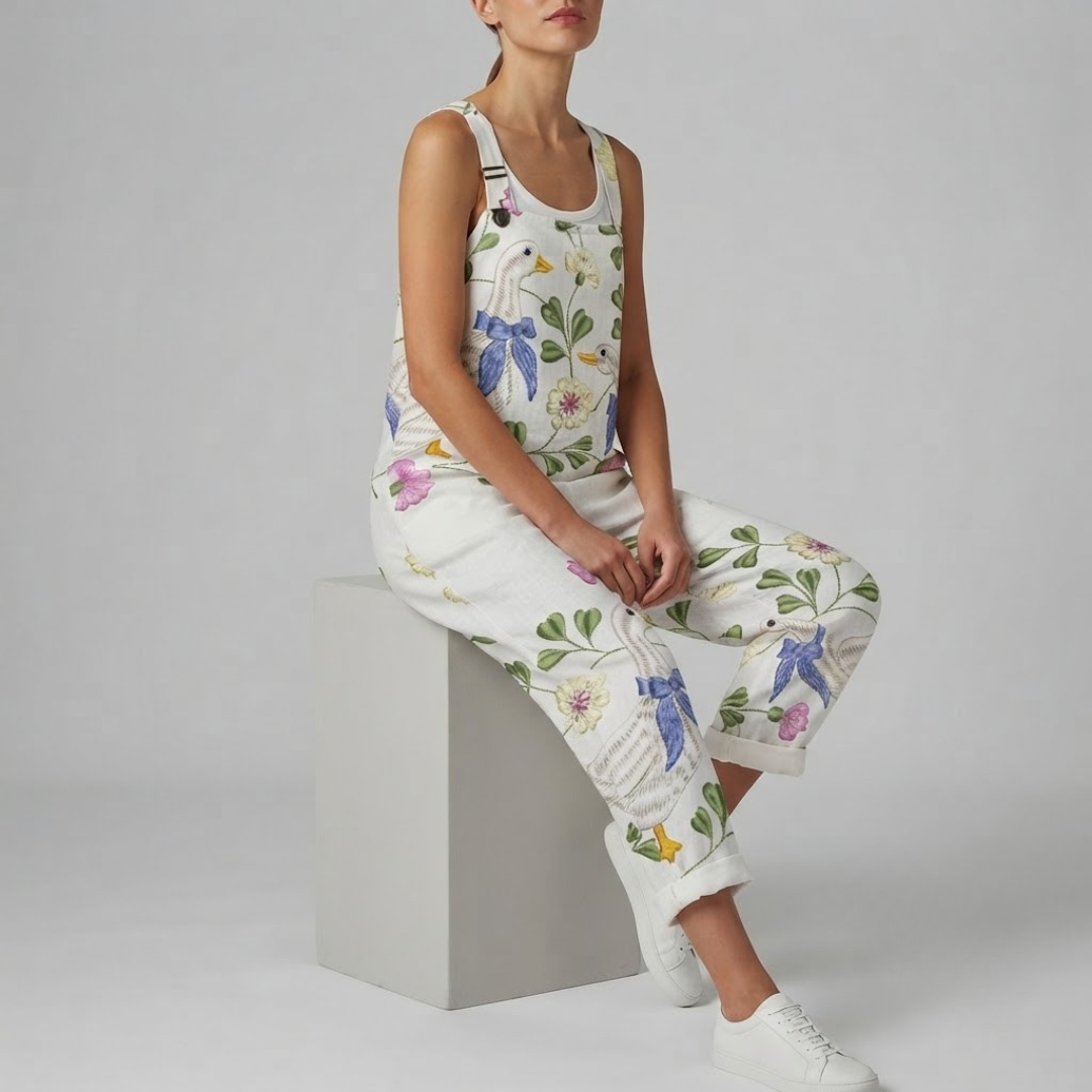 BILLIE | Jumpsuit with goose and floral print