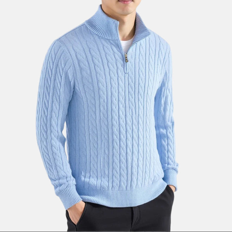 HARRY | Cable-knit sweater with quarter zip