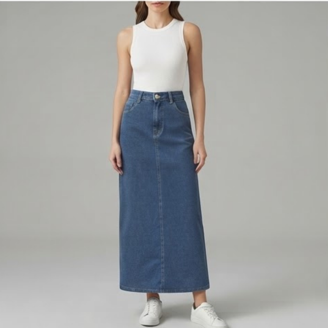 HARPER | Midi skirt with classic denim look
