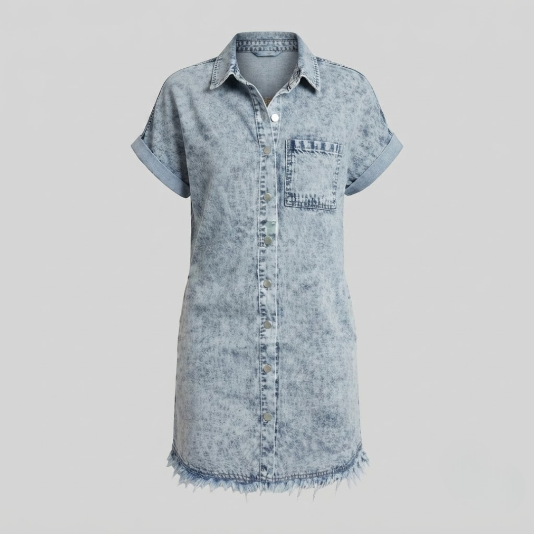 HARPER | Shirt dress with frayed hem