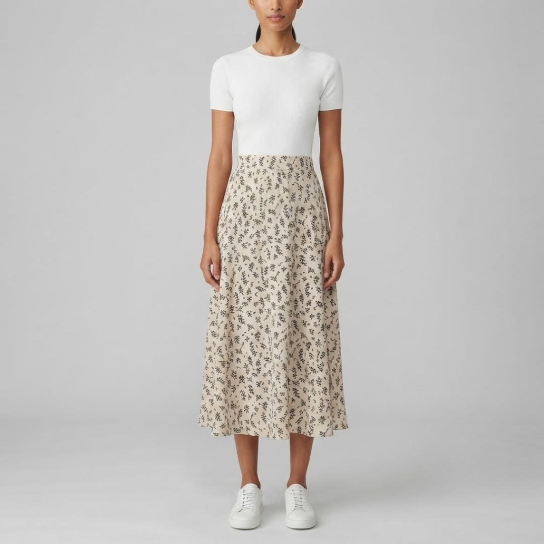 EVE | Skirt with floral pleated detail
