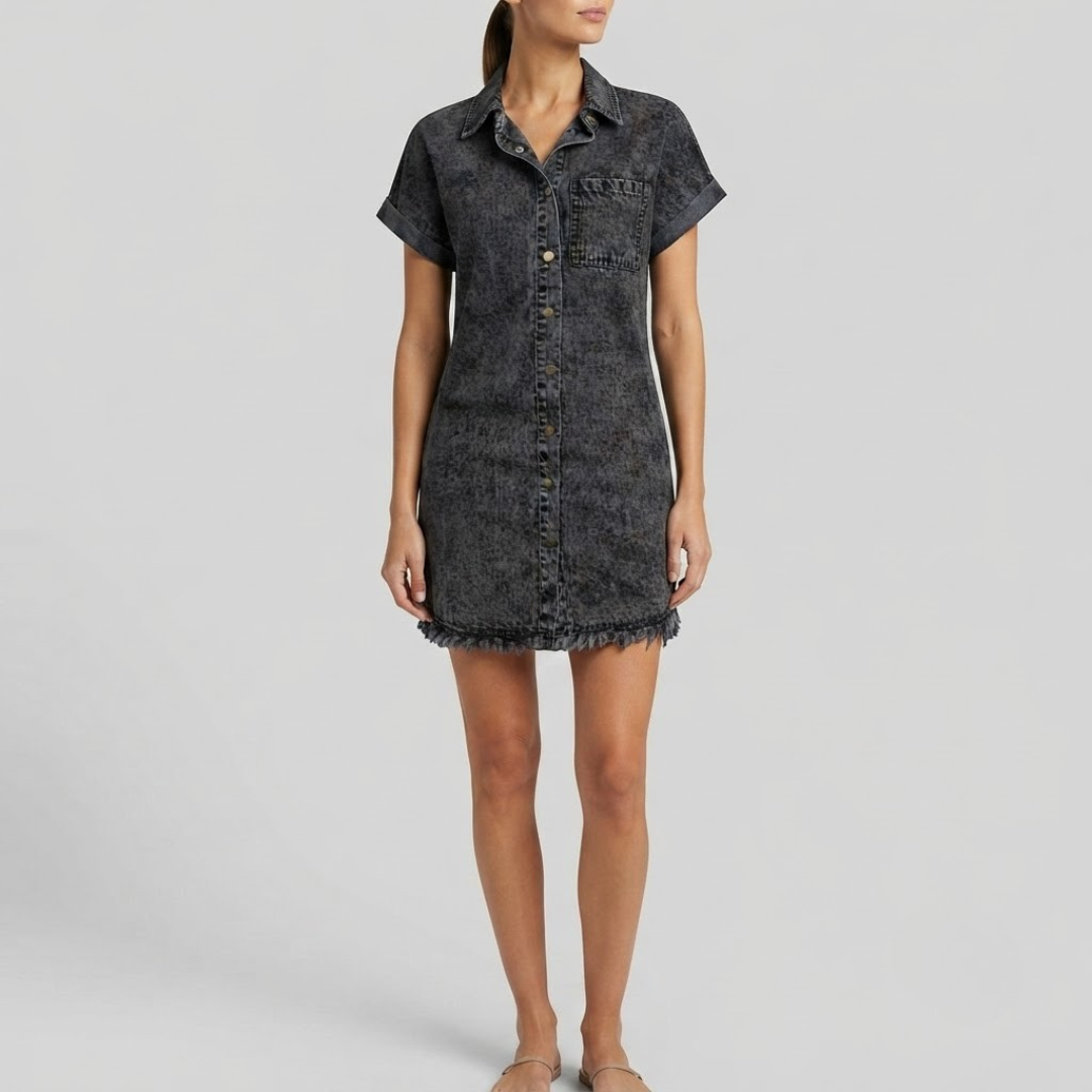HARPER | Shirt dress with frayed hem