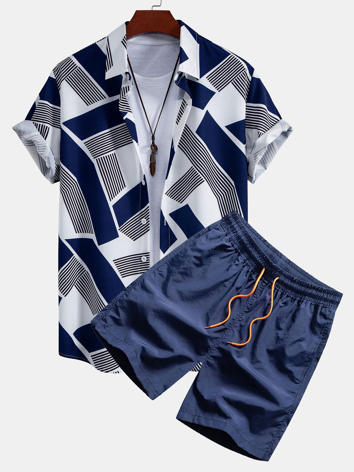 HARPER | Shirt and shorts set with colourblock print