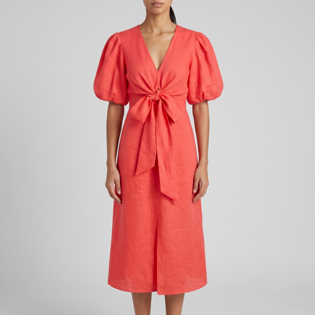 SIENA | Midi dress with puff sleeves