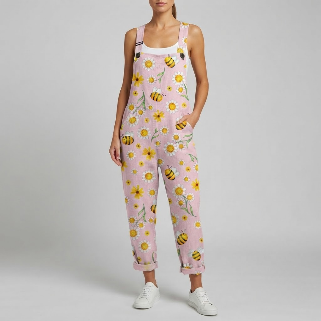 STELLA | Jumpsuit with hand-painted floral motif