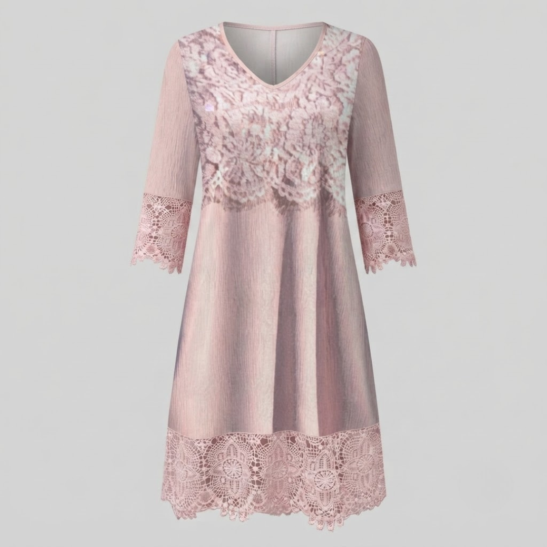 KALISTA | Midi lace dress with V-neck