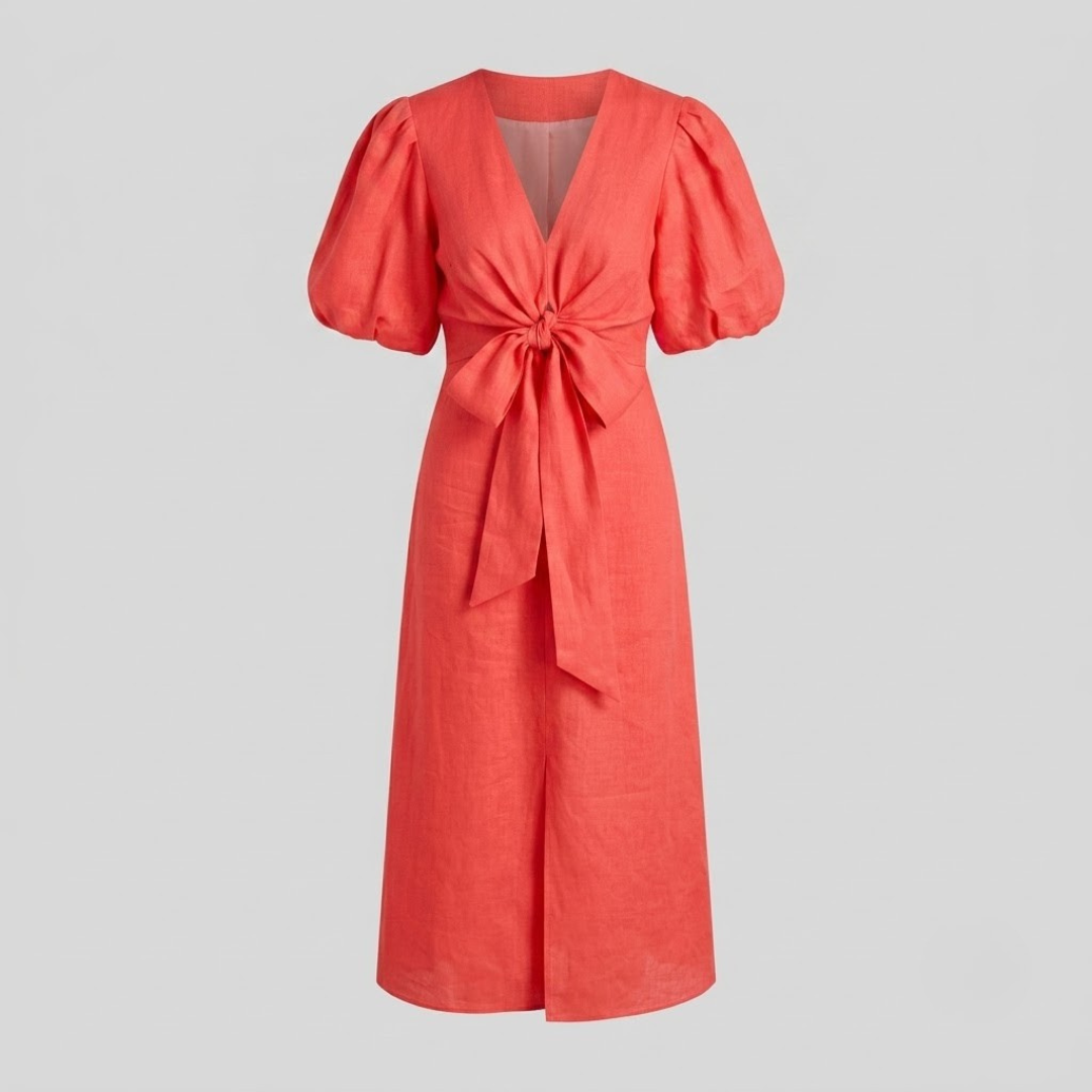 SIENA | Midi dress with puff sleeves