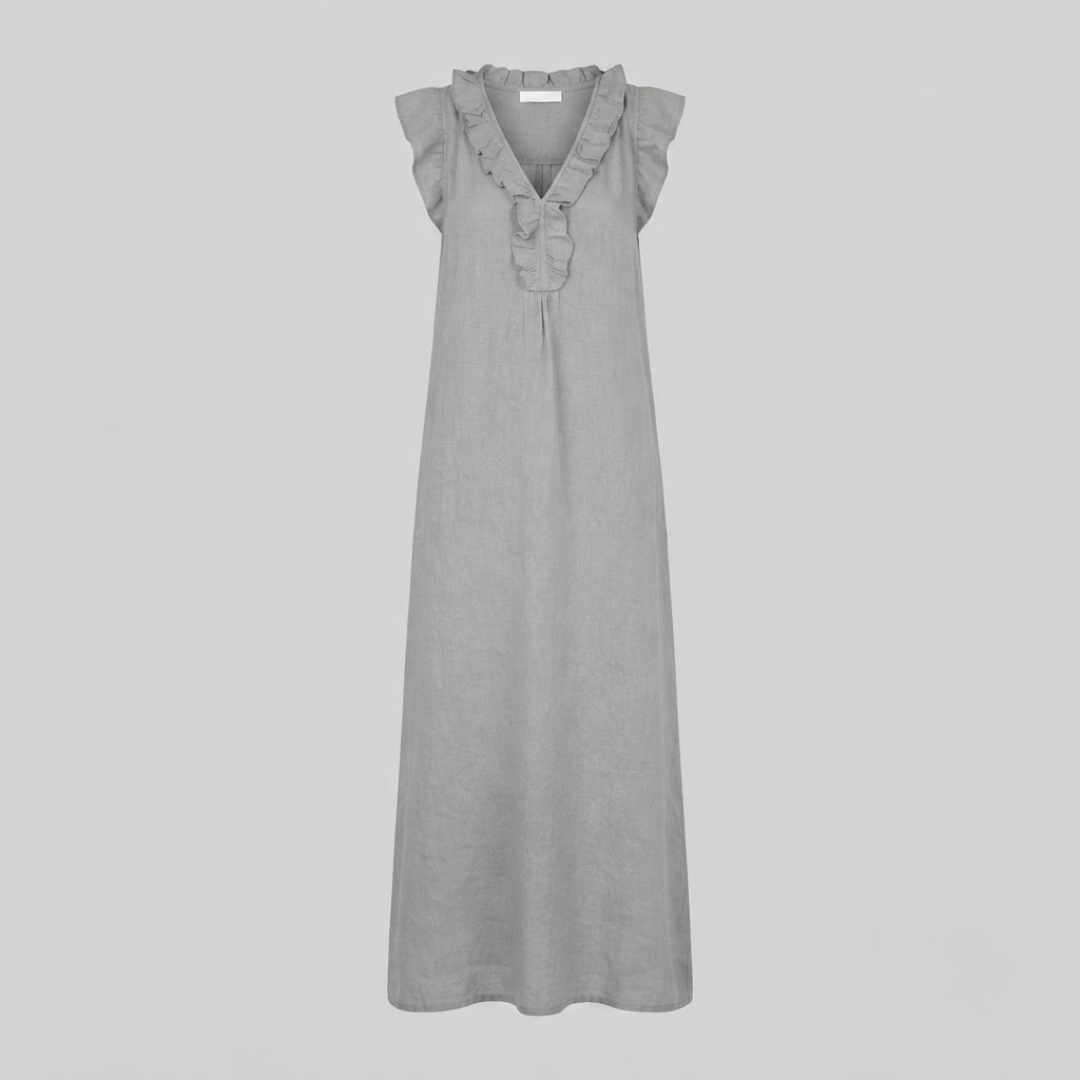 AMINA | Maxi dress with ruffle V-neck