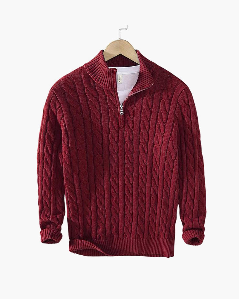 HARRY | Cable-knit sweater with quarter zip