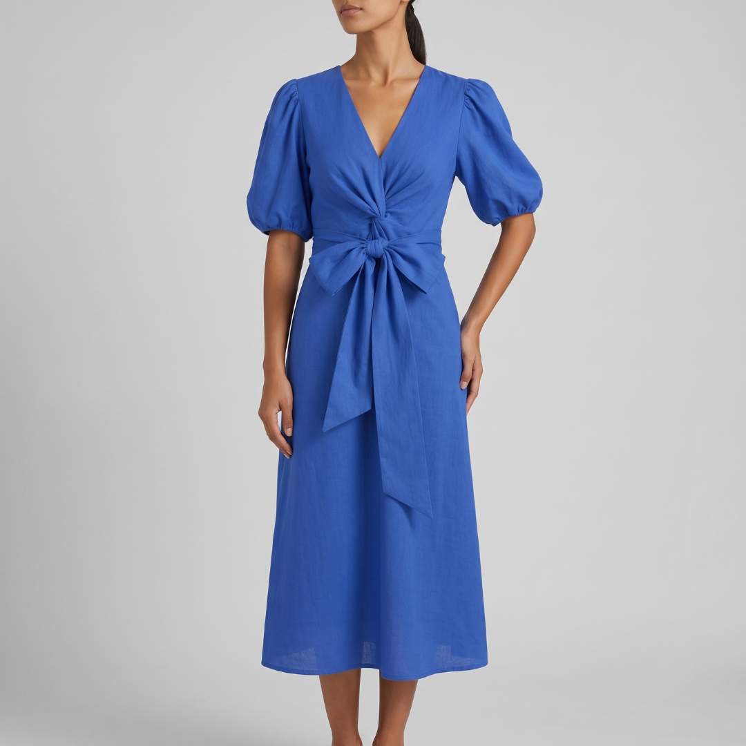 SIENA | Midi dress with puff sleeves