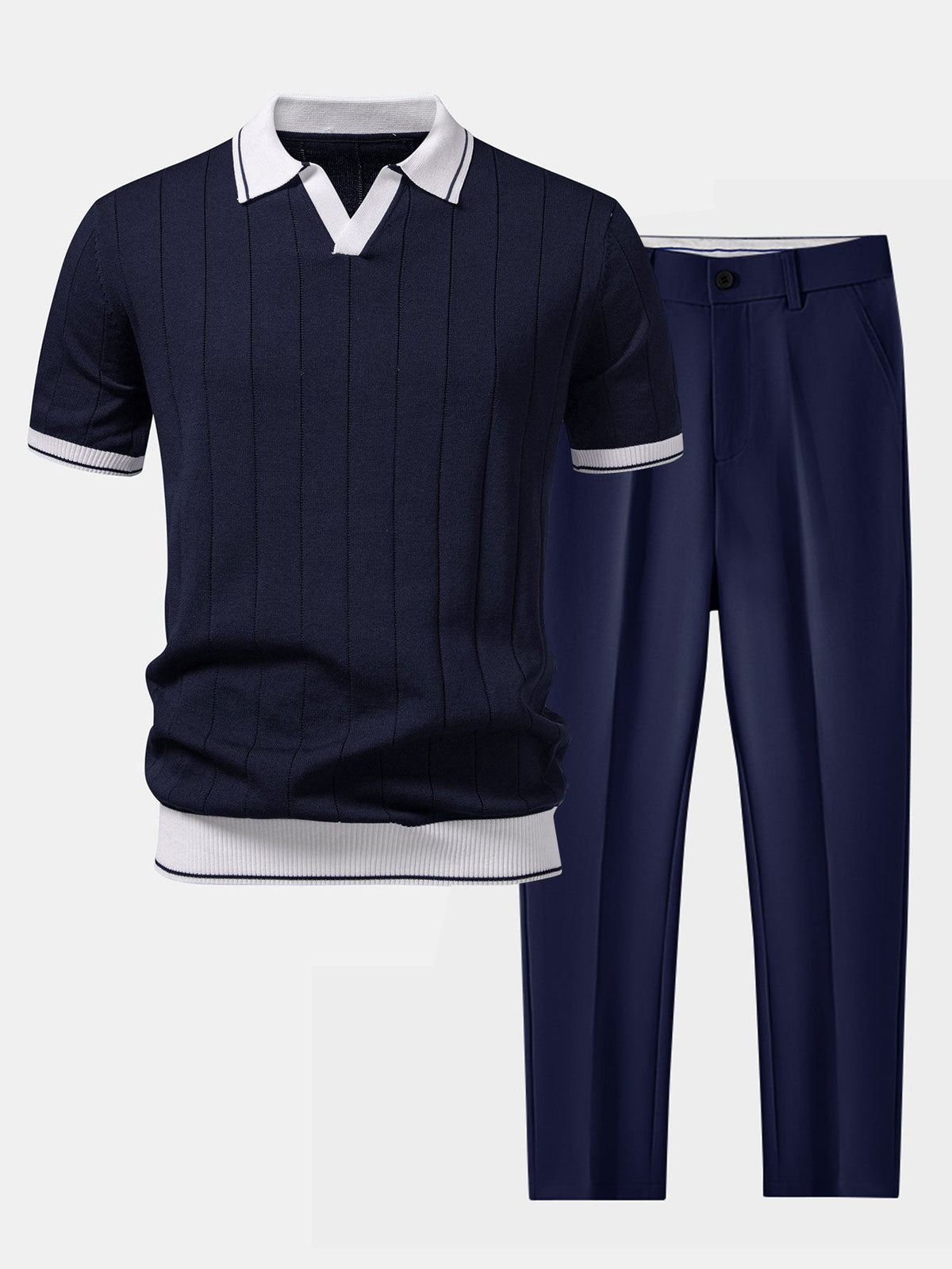 MIA | Set with ribbed polo and tapered trousers