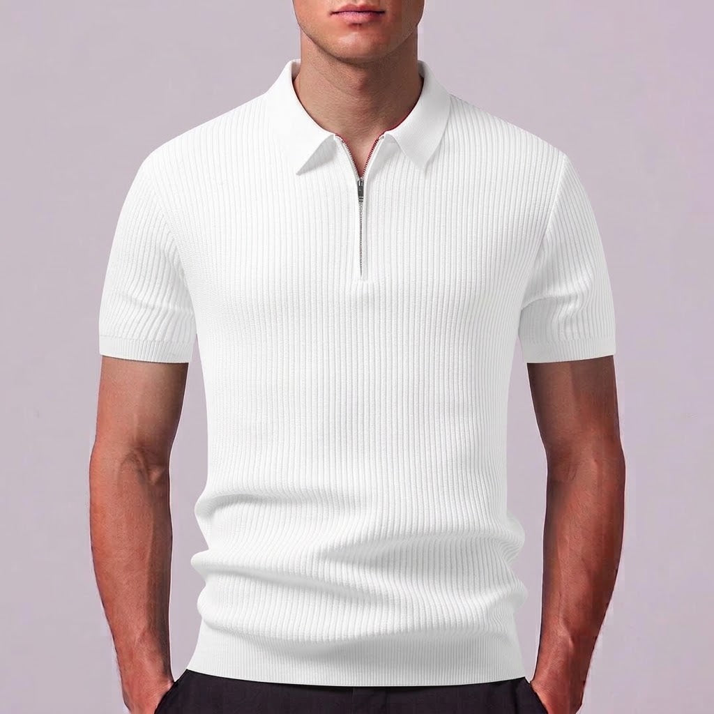 LARA | Zip polo with ribbed knit