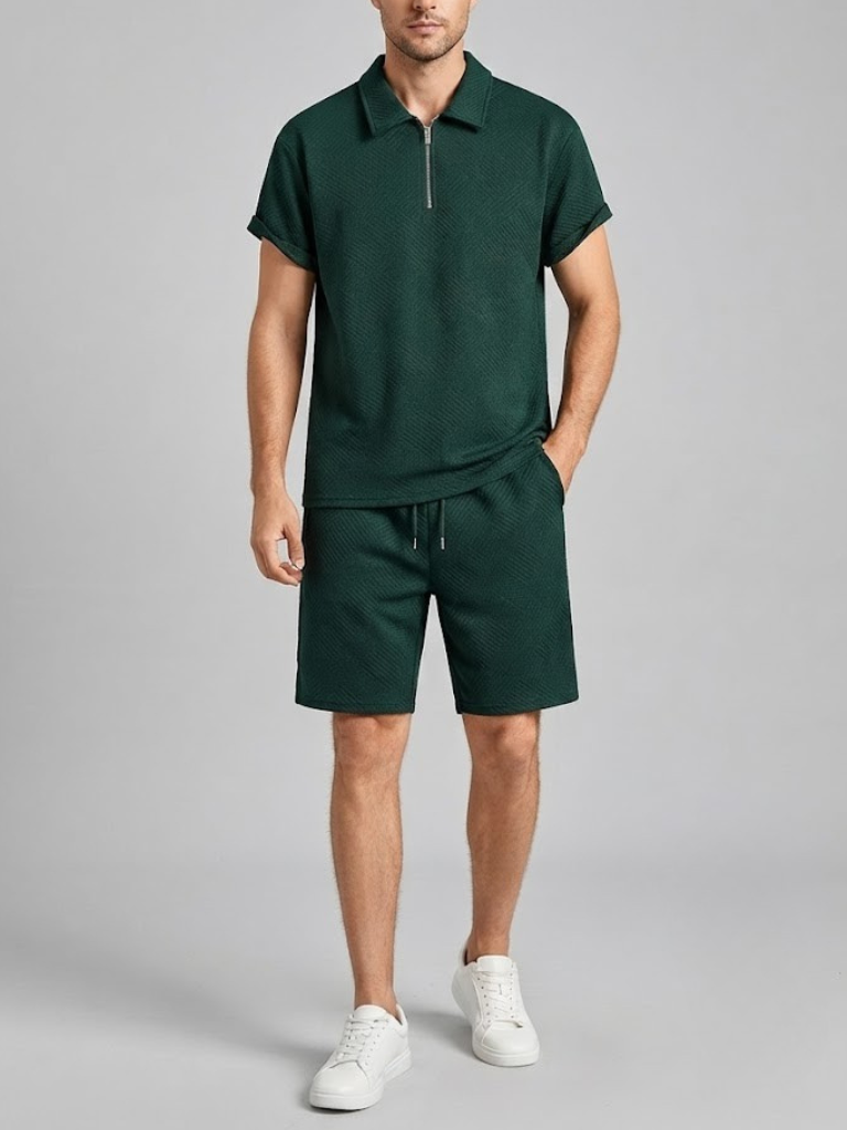 FREDDIE | Set with striped zip polo