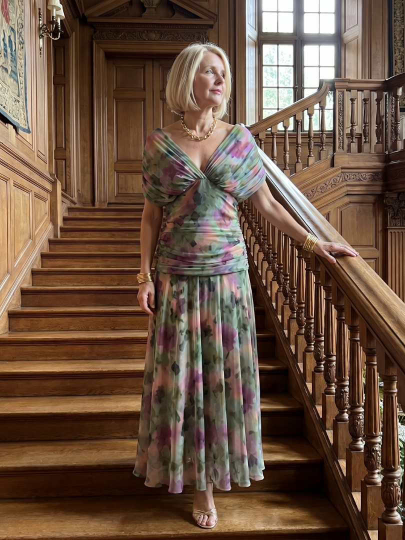 AVA | Midi dress with off-shoulder neckline