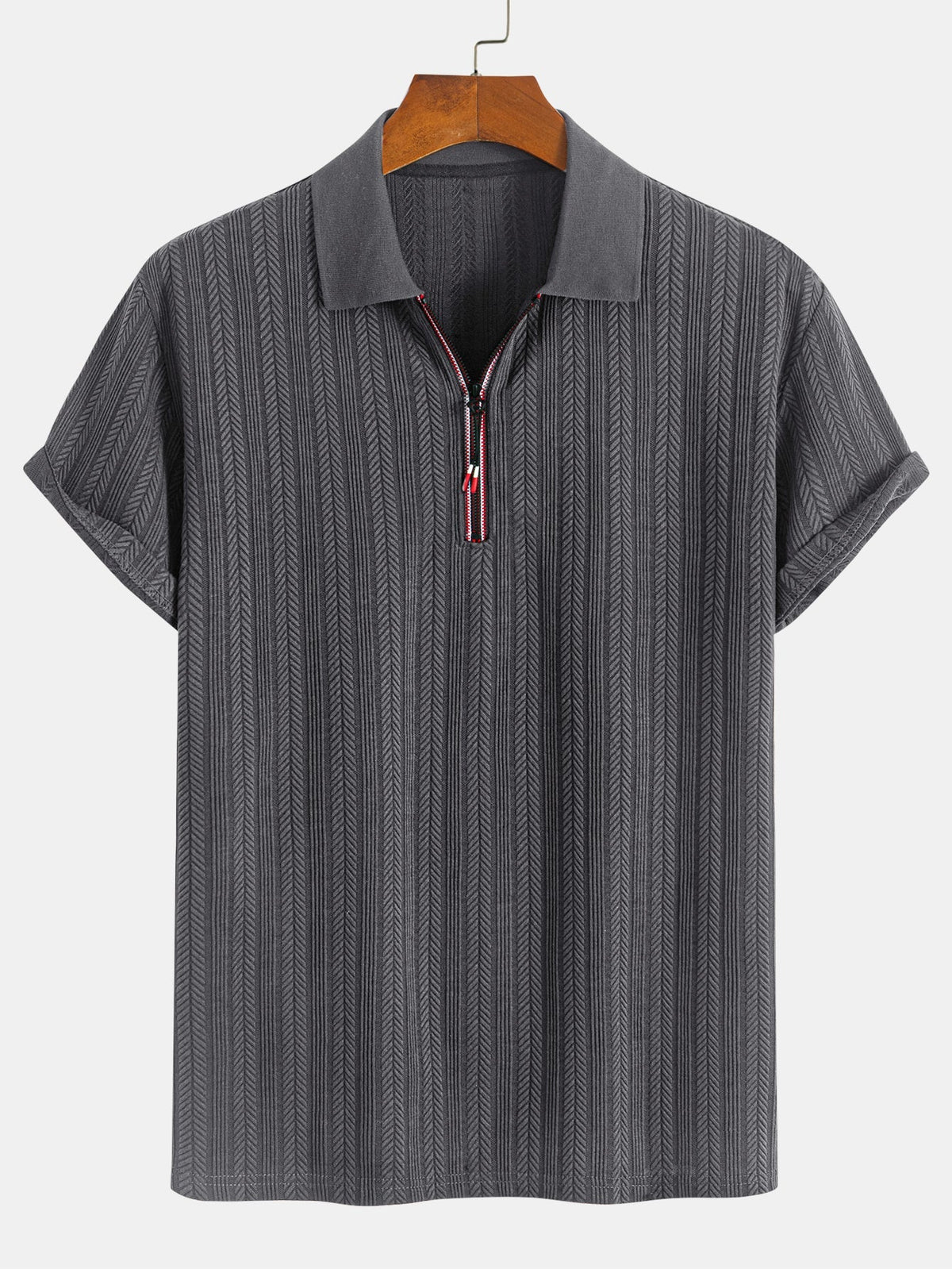 GEORGE | Polo with half-zip and herringbone texture