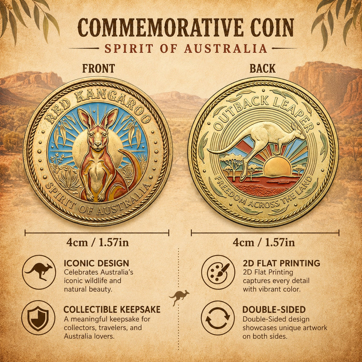 AVA | Brass collector's coin with kangaroo design